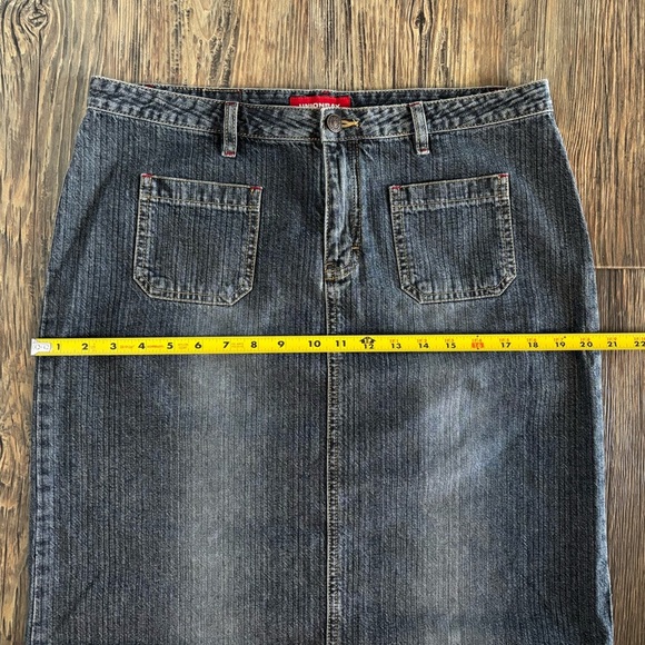 Unionbay Maxi Jean Skirt Juniors Sz 13 Side Slits Blue Dark Wash Denim Y2K Vtg - Picture 6 of 14